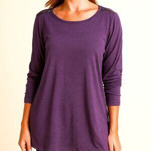 ABS Allen Schwartz Long Sleeve Tunic w/Zipper at Shoulders Size Large Purple EUC